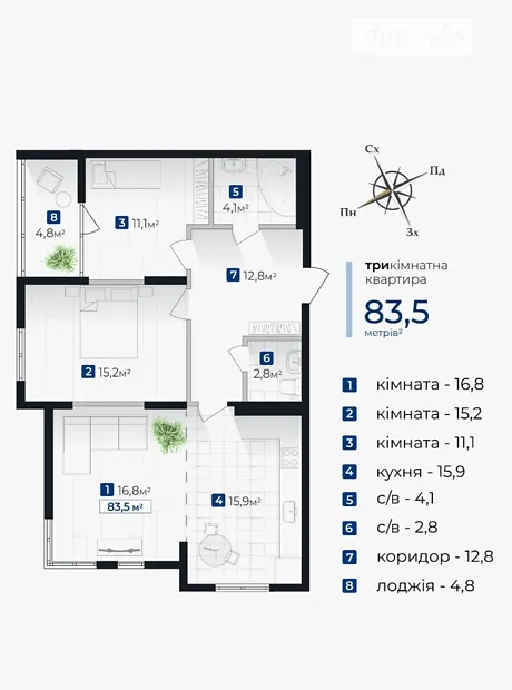 Квартира на вул. Хоткевича Гната, 45 в Івано-Франківську, ID 197255, фото №2