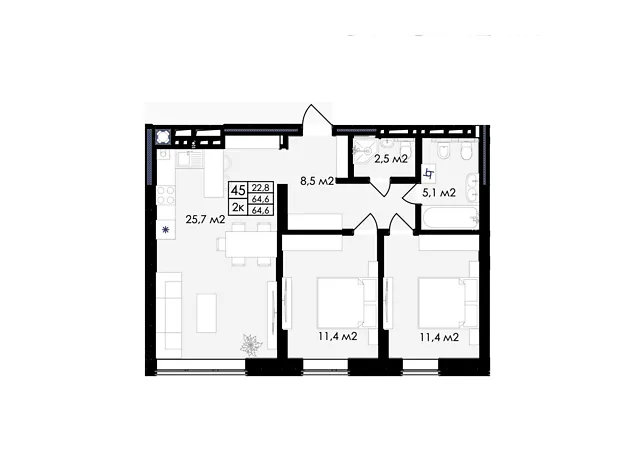 Квартира на вул. Стрийська, 121Б в Львові, ID 265872, фото №3