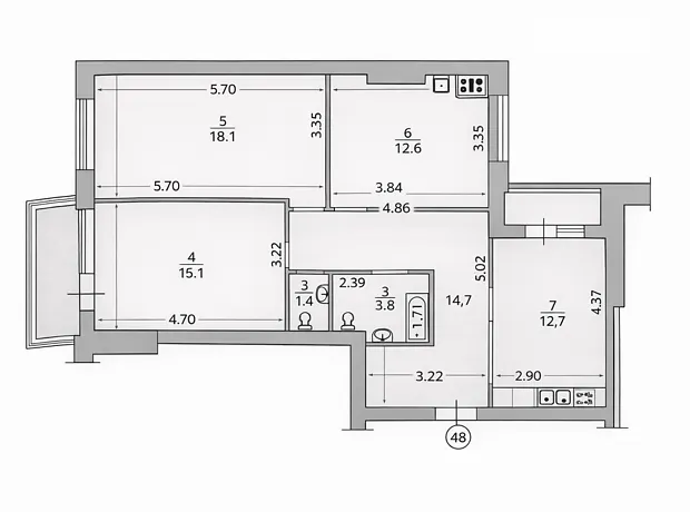 Квартира на вул. Тарасівська, 3 в Києві, ID 230488, фото №27