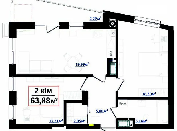 Квартира на вул. Федьковича, 7 в Івано-Франківську, ID 177053, фото №2