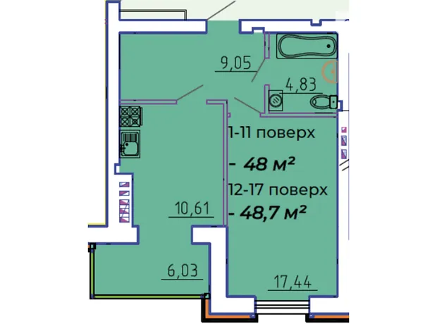 Квартира на вул. Байди-Вишневецького, 68 в Черкаси, ID 283451, фото №4