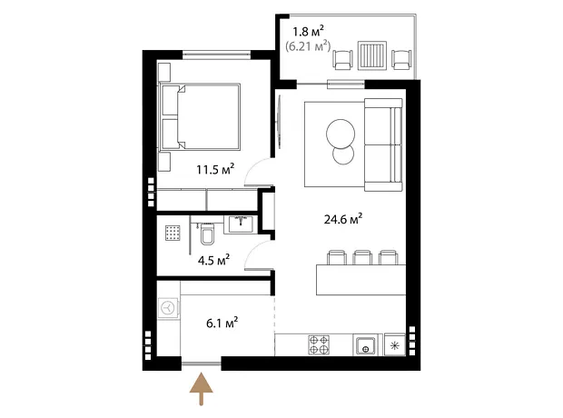 Квартира на вул. Мальовнича, 8 в Ужгород, ID 219269, фото №2