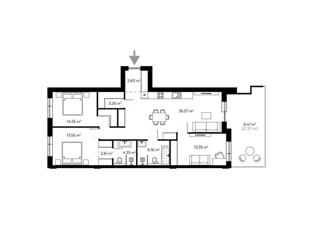 Квартира на вул. Мальовнича, 1 в Ужгород, ID 219254, фото №3