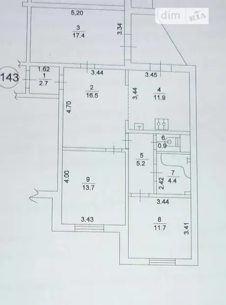Квартира на вул. Мілютенка, 17В в Київ, ID 208822, фото №3