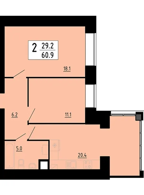 Квартира на вул. Академіка Сергія Корольова, 7Б в Тернополі, ID 221618, фото №2