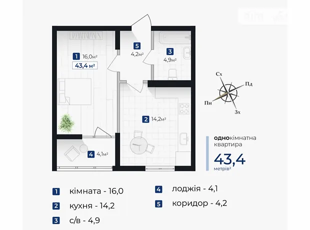 Квартира на вул. Хоткевича Гната, 45 в Івано-Франківську, ID 191180, фото №9