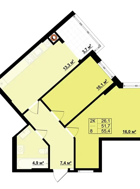 Квартира на вул. Кобилянської в Івано-Франківськ, ID 180948, фото №2