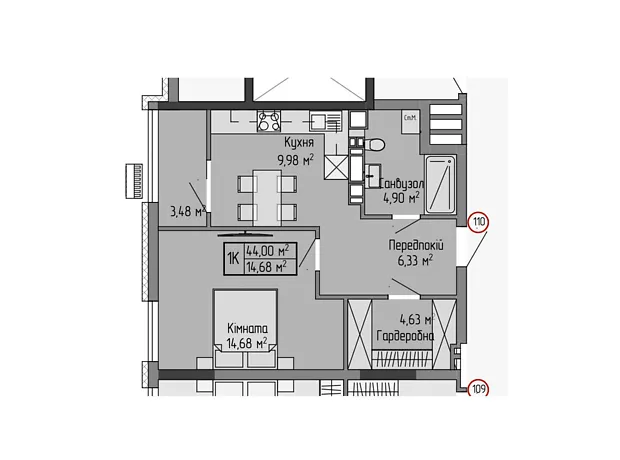 Квартира на вул. Генерала Мирона Тарнавського, 7 в Тернополі, ID 267059, фото №6