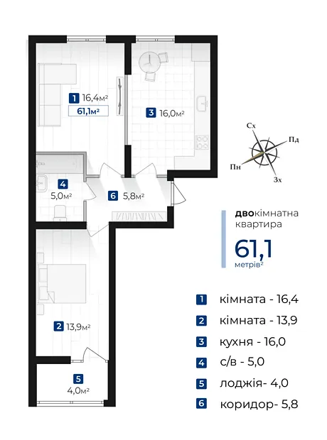 Квартира на вул. Хоткевича Гната в Івано-Франківську, ID 184401, фото №3
