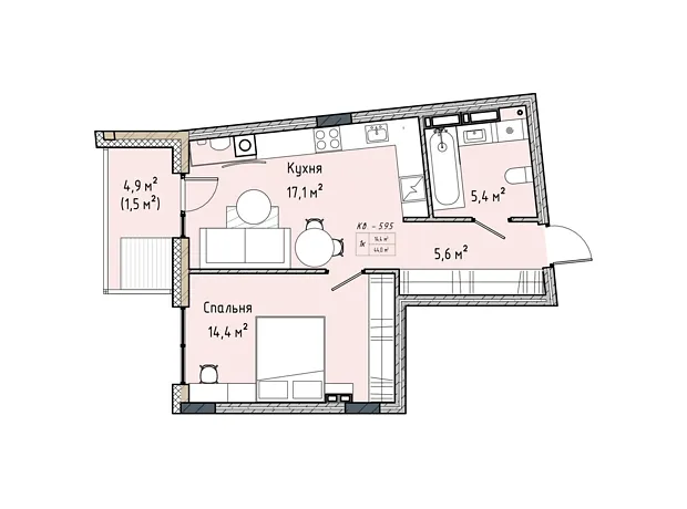 Квартира на вул. Соборна, 77А в Києві, ID 231736, фото №6