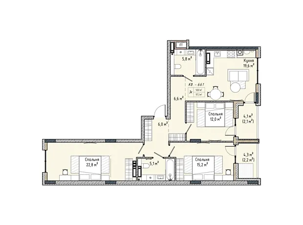 Квартира на вул. Соборна, 77А в Києві, ID 220426, фото №6