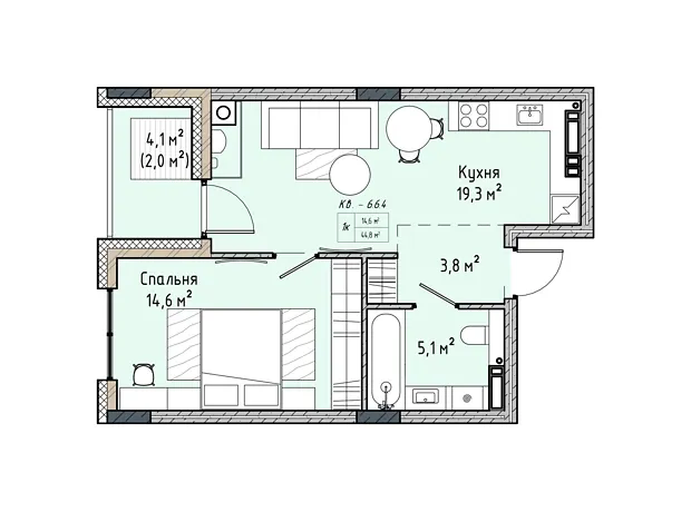 Квартира на вул. Соборна, 77А в Києві, ID 238996, фото №6