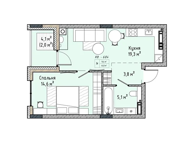 Квартира на вул. Соборна, 77А в Києві, ID 231675, фото №6