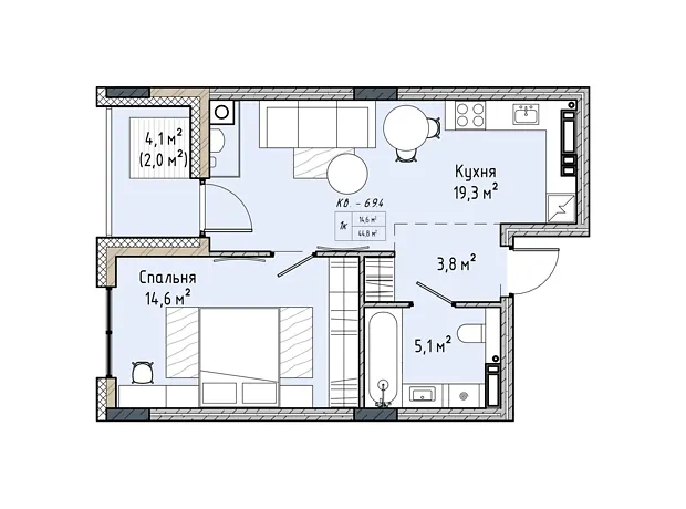 Квартира на вул. Соборна, 77А в Києві, ID 247809, фото №6