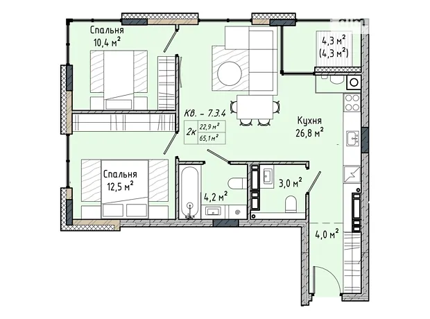 Квартира на вул. Соборна, 77А в Києві, ID 230435, фото №6