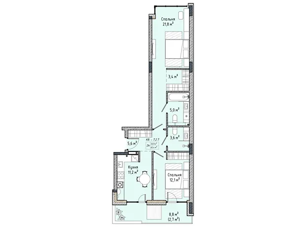 Квартира на вул. Соборна, 77А в Києві, ID 230552, фото №6