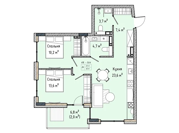 Квартира на вул. Соборна, 77А в Києві, ID 240309, фото №6