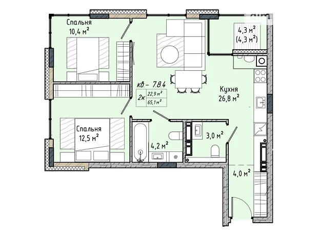 Квартира на вул. Соборна, 77А в Києві, ID 222135, фото №6