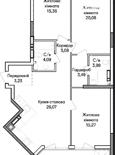 Квартира на вул. Ольги Кобилянської 1В/43 в Києві, ID 234083, фото №3