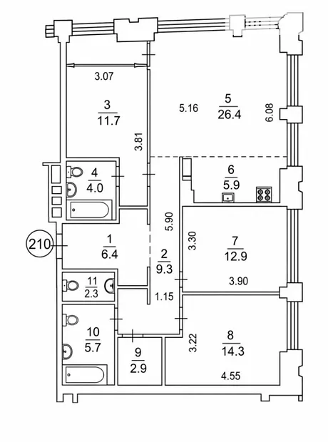 Квартира на вул. Зарічна, 2 в Києві, ID 166383, фото №10