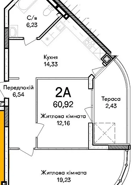 Квартира на вул. Кобилянської Ольги 1В/43 в Києві, ID 231137, фото №2