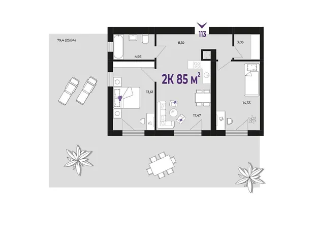 Квартира на вул. Тараса Шевченка, 115 в Івано-Франківську, ID 310432, фото №2