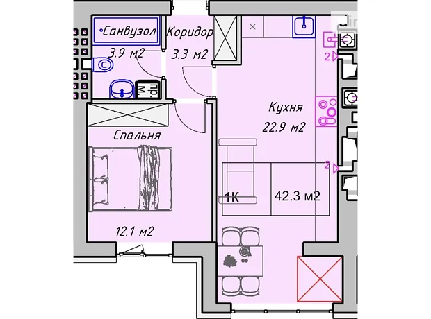 Квартира на вул. Чорновола В'ячеслава 94Г-94Е в Рівному, ID 266498, фото №6