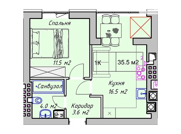Квартира на вул. Чорновола В'ячеслава 94Г-94Е в Рівному, ID 267000, фото №6