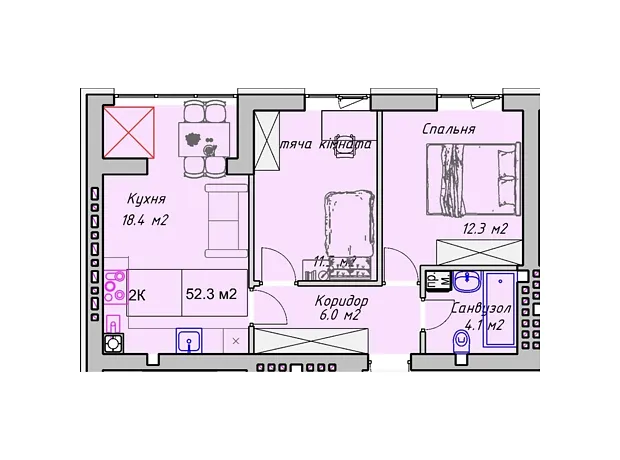 Квартира на вул. Чорновола В'ячеслава 94Г-94Е в Рівному, ID 266410, фото №6