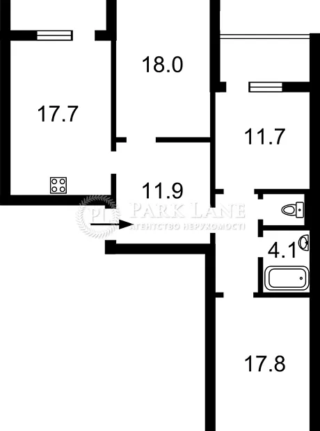 Квартира на пров. Ясинуватський, 11 в Києві, ID 270277, фото №3