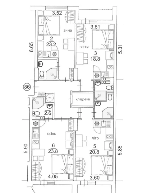 Квартира на вул. Михайла Максимовича, 3Г в Києві, ID 273935, фото №36