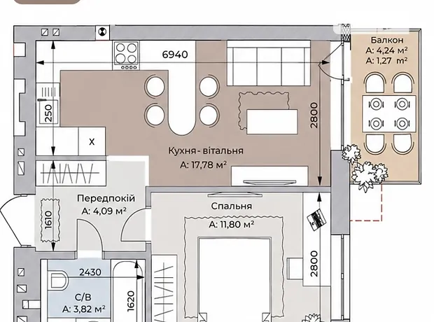 Квартира на вул. Щаслива в Києві, ID 276062, фото №1