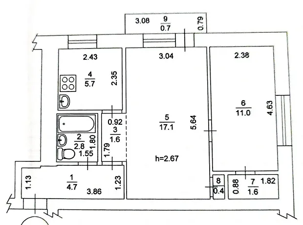 Квартира на вул. Авіаконструкторська, 19 в Київ, ID 295622, фото №2