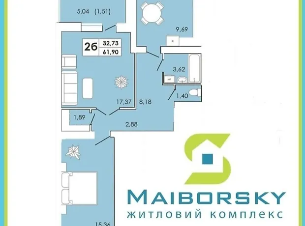 Квартира на вул. Чорновола В'ячеслава, 182А в Хмельницький, ID 302635, фото №1