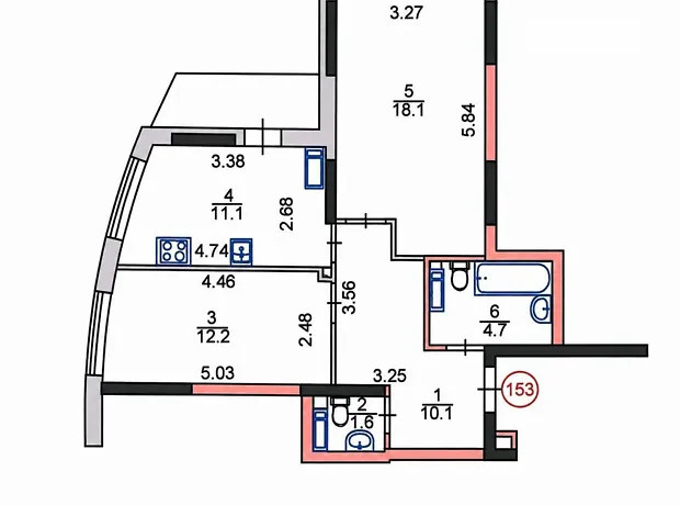 Квартира на вул. Миколи Кибальчича, 1В в Київ, ID 321741, фото №3