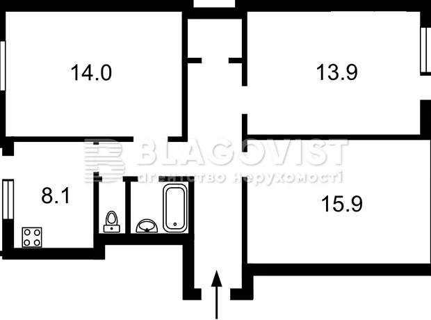 Квартира на вул. Князя Романа Мстиславича, 8 в Києві, ID 320679, фото №11