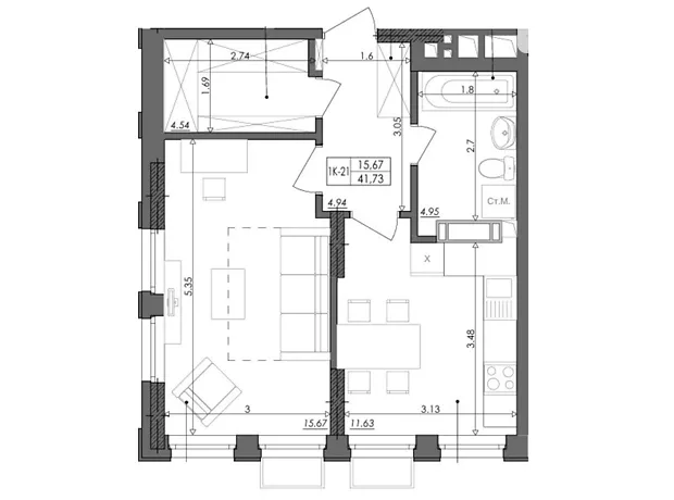 Квартира на шосе Столичне, 1Б в Києві, ID 319953, фото №6