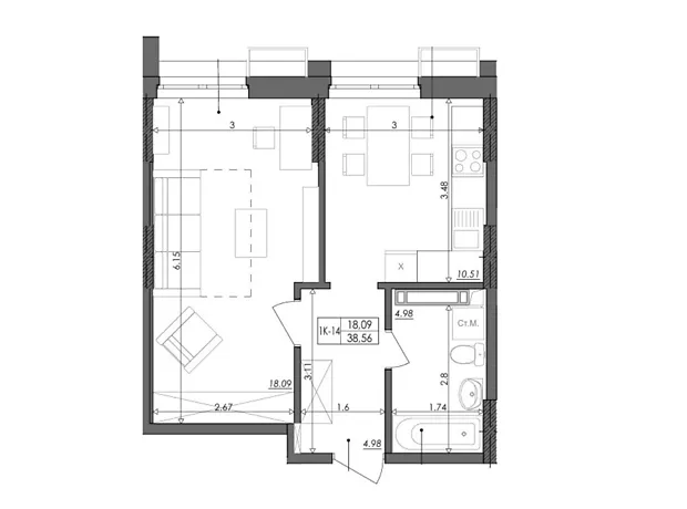Квартира на шосе Столичне, 1Б в Києві, ID 319828, фото №6