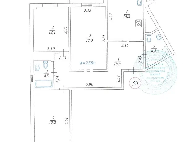 Квартира на просп. Гонгадзе Георгія, 18Ж в Києві, ID 317951, фото №17