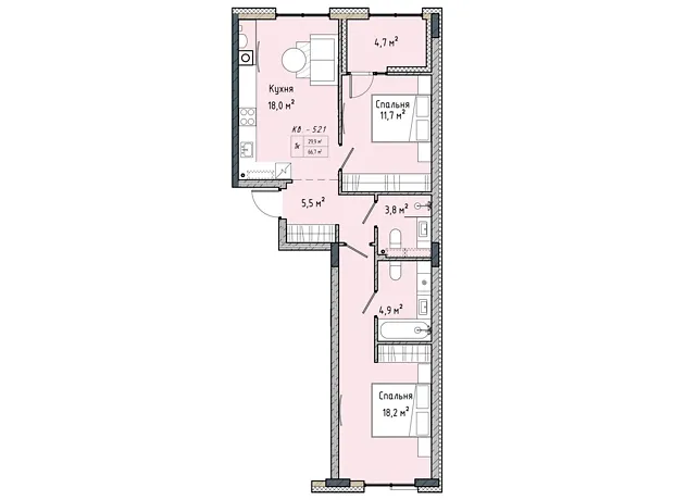 Квартира на вул. Соборна, 77А в Києві, ID 332097, фото №6