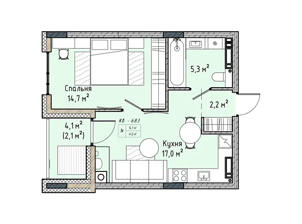 Квартира на вул. Соборна, 77А в Києві, ID 332156, фото №6
