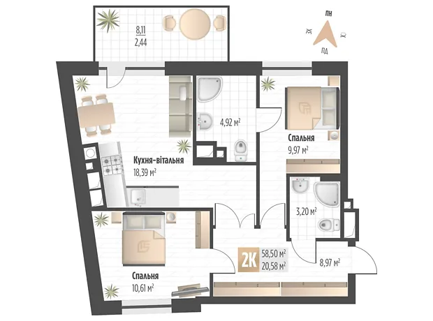 Квартира на вул. Орлика, 52 в Львові, ID 341651, фото №6