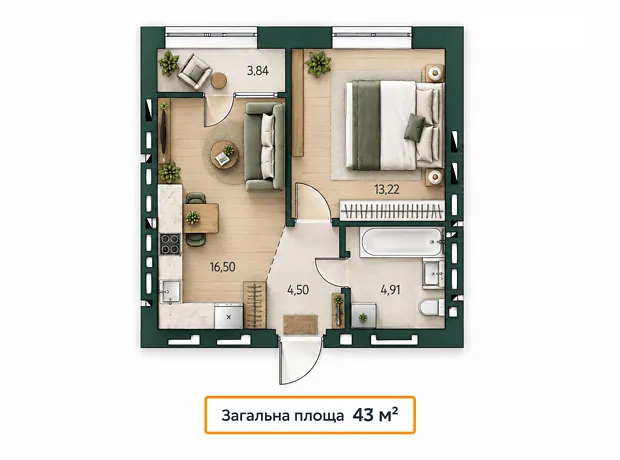Квартира на вул. Біла, 1Б в Рівному, ID 361458, фото №2