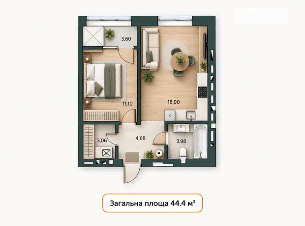 Квартира на вул. Біла, 1Б в Рівному, ID 361871, фото №2