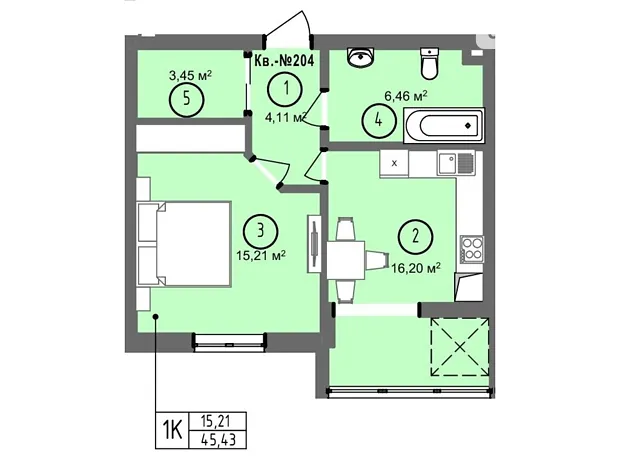 Квартира на вул. Петра Батьківського, 46 в Тернополі, ID 377758, фото №5