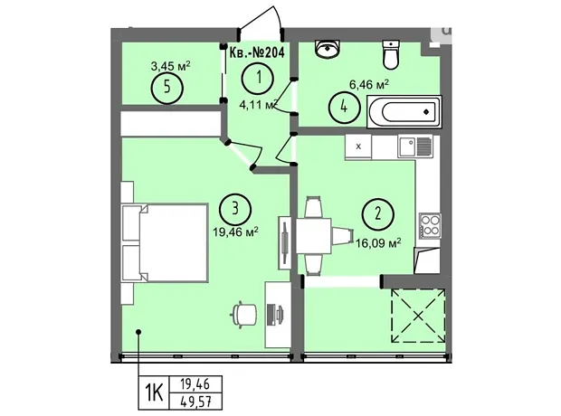 Квартира на вул. Петра Батьківського, 46 в Тернополі, ID 378524, фото №5