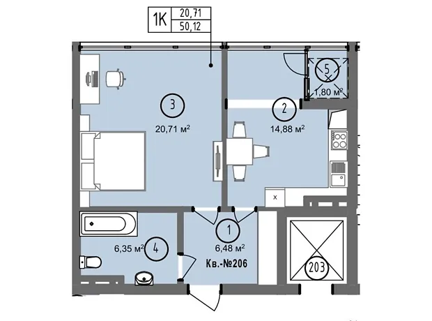 Квартира на вул. Петра Батьківського, 46 в Тернополі, ID 378490, фото №5