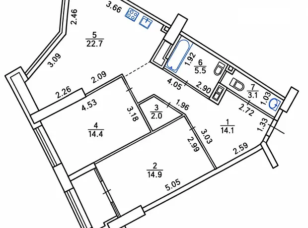Квартира на просп. Берестейський, 11 в Києві, ID 378284, фото №2