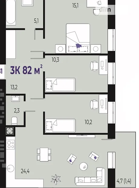 Квартира на вул. Краківська в Івано-Франківську, ID 382555, фото №13