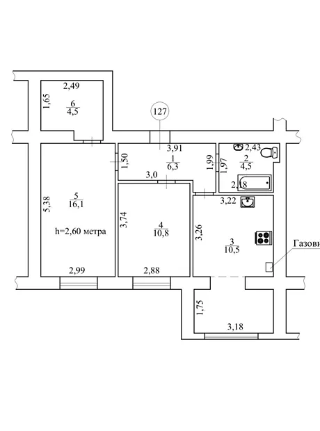 Квартира на вул. Боголюбова, 13 в Києві, ID 385523, фото №3